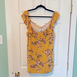 Torrid Yellow Floral Ruffle Tank Size 2